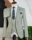 Men's Slim Fit 3-Piece Mint Green Suit Set - 4