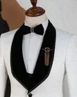 Men's Luxury White Floral Jacquard Tuxedo Suit by MARIO CASAS - 2
