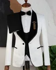 Men's Luxury White Floral Jacquard Tuxedo Suit by MARIO CASAS - 3