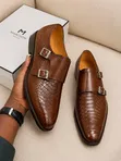 Men's Luxury Double Monk Strap Leather Shoes - Gucci - 1