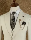 Men's JOSELINO Premium Cream 3-Piece Slim Fit Suit - 1