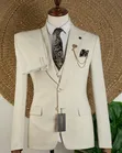 Men's JOSELINO Premium Cream 3-Piece Slim Fit Suit - 2