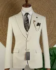 Men's JOSELINO Premium Cream 3-Piece Slim Fit Suit - 3