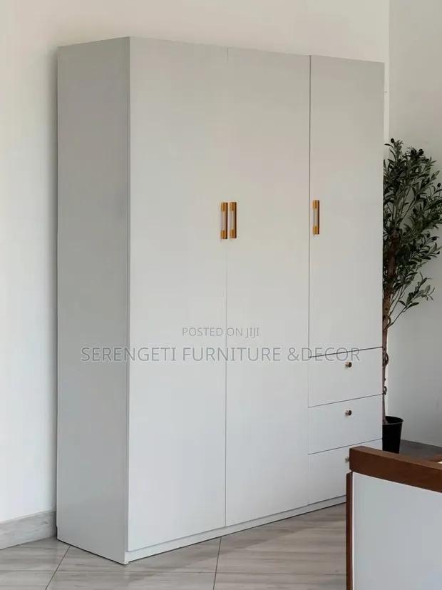 Modern 3-Door Wooden Wardrobe - 1