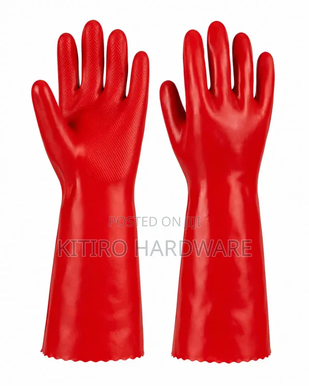 PVC Coated Rubber Gloves - Red - 1