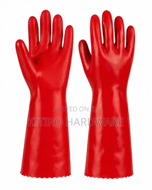 PVC Coated Rubber Gloves - Red