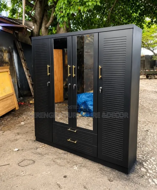 Modern 4-Door Wardrobe with Mirror - 1