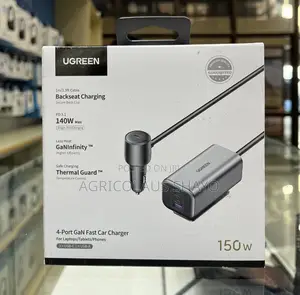 UGREEN 150W 4-Port GaN Fast Car Charger with Extension Cable