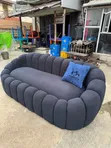Classic 3-Seater Sofa - Velvet, Gray - 1