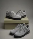 Nike Air Force 1 Viatu vya Ngozi vya Kiume Rangi ya Kijivu - 3