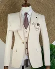 Classic Groom Off-White Wedding Suit Set by JOSELINO - 3