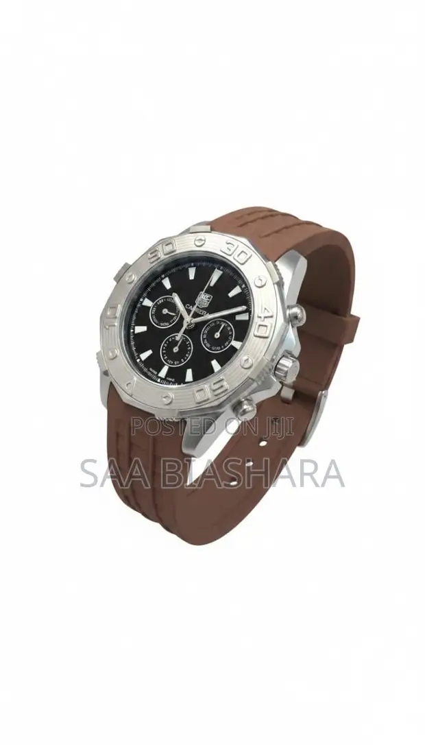 Tag Heuer Aquaracer Chronograph 43mm Black Dial Brown Strap - 1