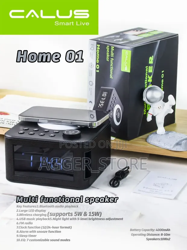 CALUS Home 01 Spika ya Bluetooth Multifunctional na Chaja Isiyo na Waya - 1