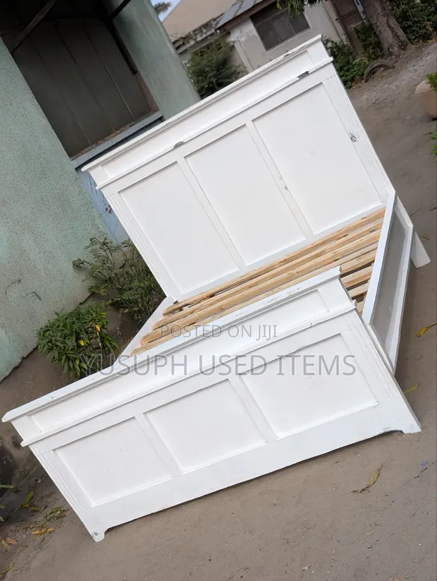 White Wooden Bed Frame - King Size - 1