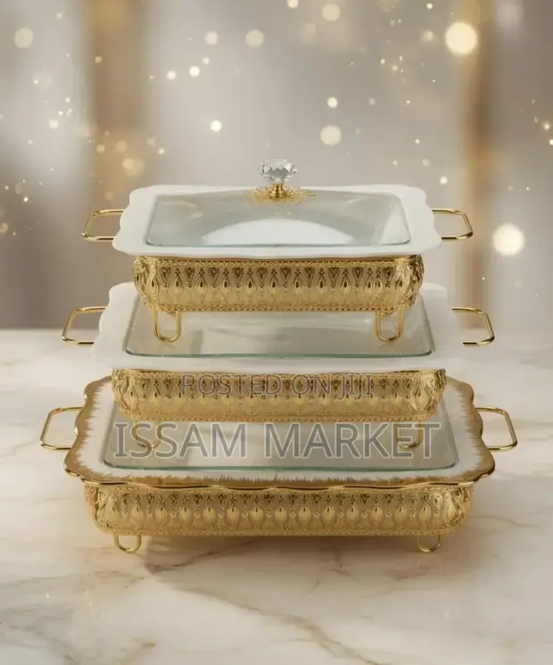 Serving Bowls Set with Gold Accents - 1