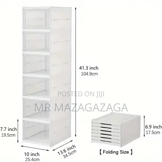Foldable 6-Tier Shoe Organizer with Transparent Door - 1