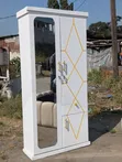 Modern Two-Door Wardrobe with Gold Accents - 2