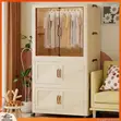 3-Layer Foldable Wardrobe Closet with Wheels - 1