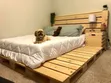 Modern Wooden Pallet Platform Bed with Integrated Side Table - 1