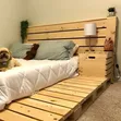 Modern Wooden Pallet Platform Bed with Integrated Side Table - 2