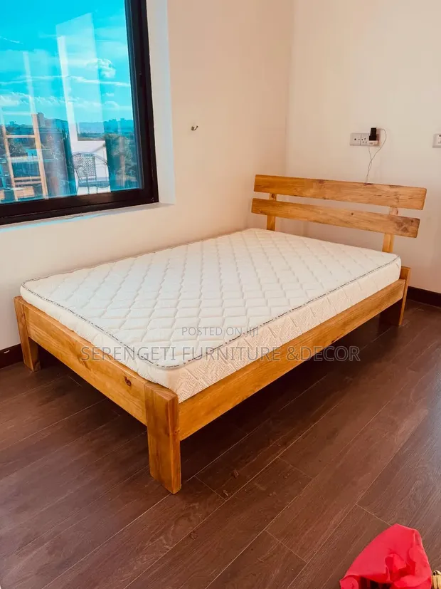 Modern Wooden Slat Bed - Brand New - 1