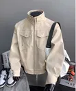 Cream Heavy Coat - Men's Leather Jacket - 2