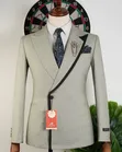ROMASTER Executive Light Grey Cross-Lapel Suit - 1