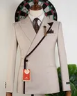 Suti ya Romaster Executive Beige na Trim ya Brown - 1