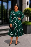 Women's Long-Sleeve Abstract Print Midi Dress - 1