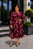 Women's Long-Sleeve Abstract Print Midi Dress - 2