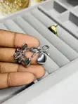 Silver Bow Knot Love Earrings - 1