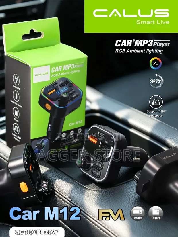 Calus Car M12 RGB Bluetooth FM Transmitter & MP3 Player - 1
