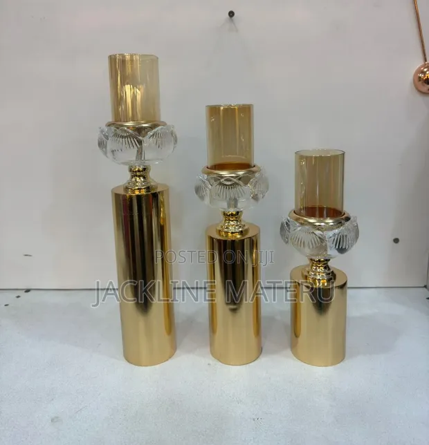 Candle Holder Set (3pcs) - Gold - 1