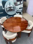 Dining Set - 4 Chairs, Mninga Wood, Round Table - 2