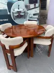 Dining Set - 4 Chairs, Mninga Wood, Round Table - 4
