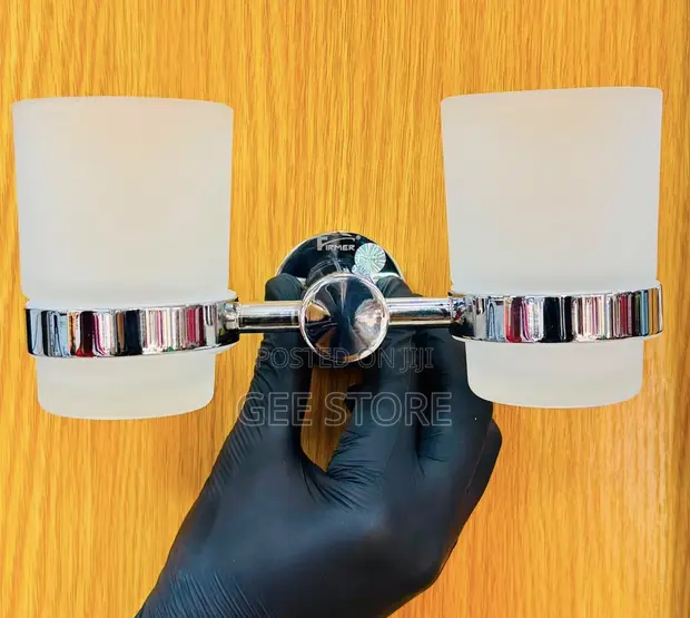 Double Glass Holder - Wall Mounted Bathroom Accessory - 1