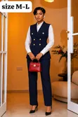 Suti ya Vipande 2: Vest ya Blazer Isiyo na Mikono na Suruali kwa Wanawake - 3