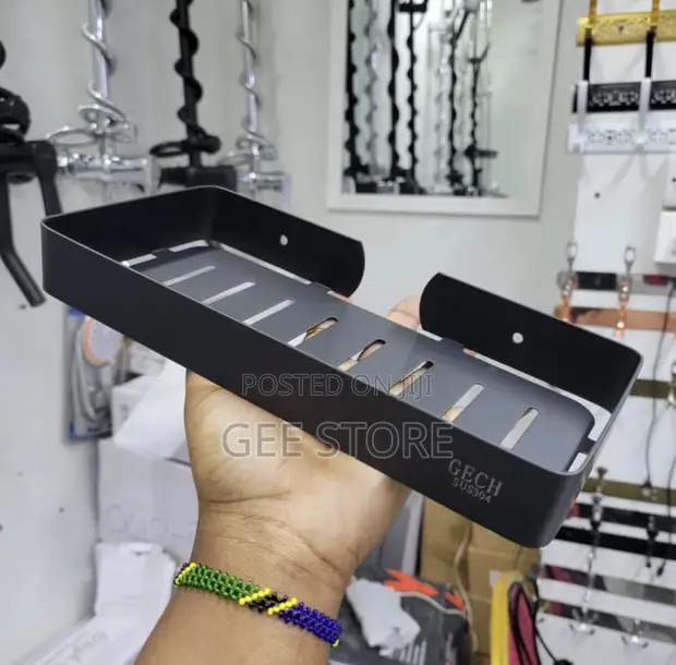 Black Rectangular Stainless Steel Soap Holder - 1