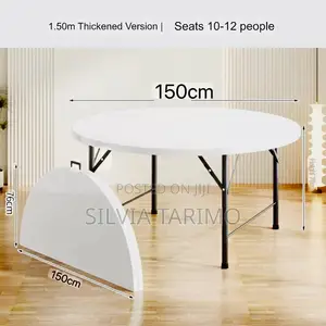 Modern 150cm Round Folding Dining Table - Seats 10-12