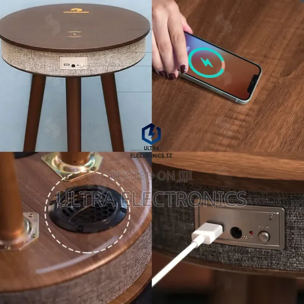 Smart Side Table with Bluetooth Speaker & Wireless Charging - 1
