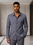Black Smart Men's Gray Suit - 1