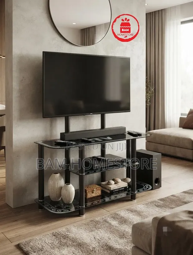 Glass Arch TV Mount Console with Brackets - 1