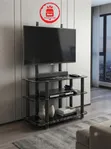 Grand Floral Glass TV Mount Console - Nyeusi - 3