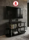 Kituo cha TV cha Obsidian Oval chenye Kioo cha Marumaru - 2