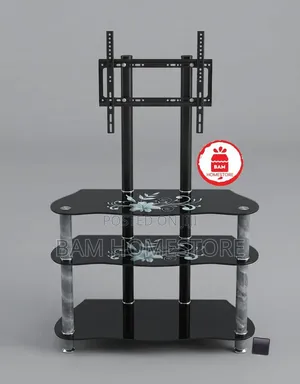Floral Wave Glass TV Mount Console with Brackets