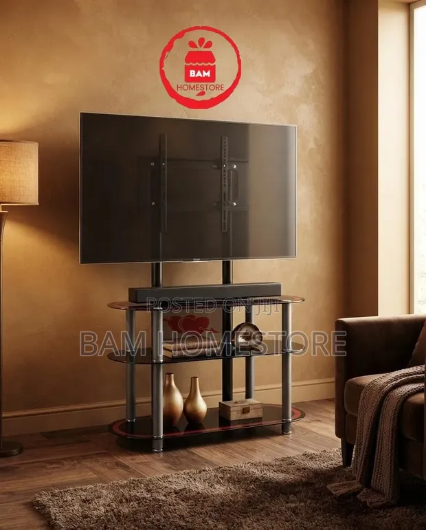 Cupid Arrow Glass TV Mount Console - Black - 1