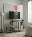 Rustic Wood-Grain TV Mount Console with Integrated Brackets - 1