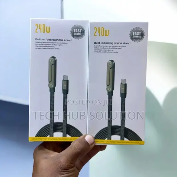 240W Fast Charging Cable with Folding Phone Stand - 1