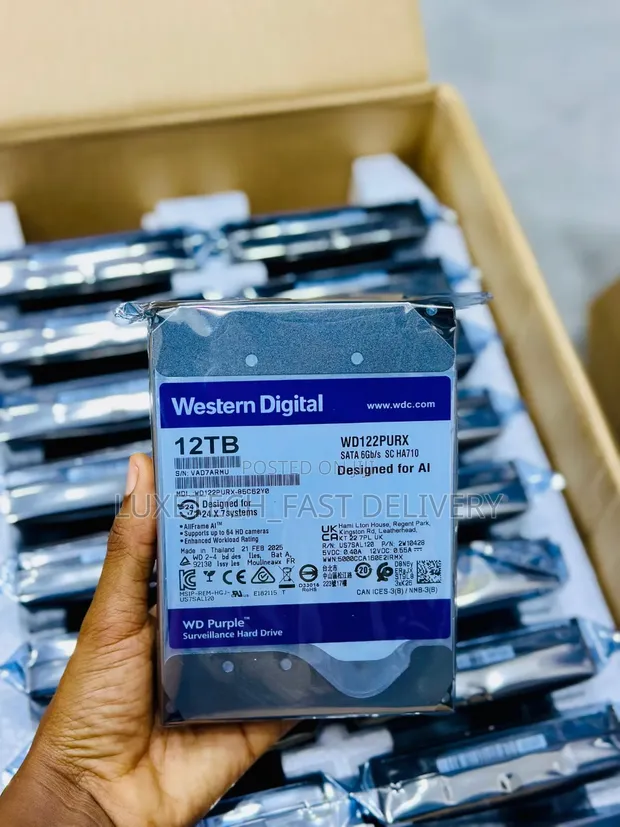 WD Purple 12TB Surveillance HDD for AI NVR/DVR (64 Cameras) - 1