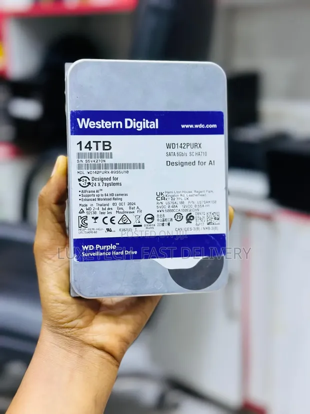 WD Purple 14TB Surveillance HDD - AI SATA 64-Camera NVR/DVR - 1